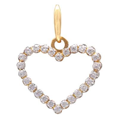 Pendentif Coeur Ajouré Oxyde de Zirconium Or Jaune 750 - Emanessence