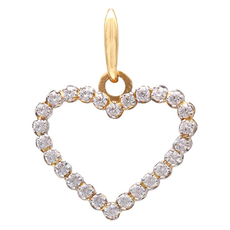 750/1000 Yellow Gold & Zirconium Oxide Open-Work Heart Pendant - Emanessence