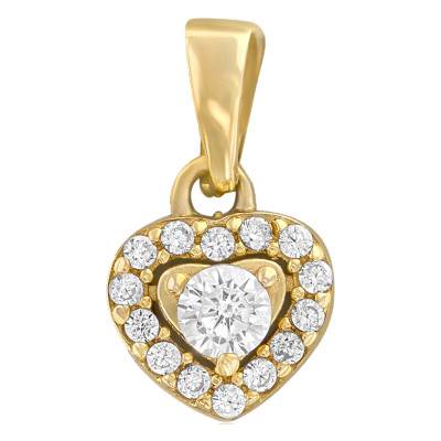 375/1000 Yellow Gold & Zirconium Oxide Heart Pendant - Emanessence