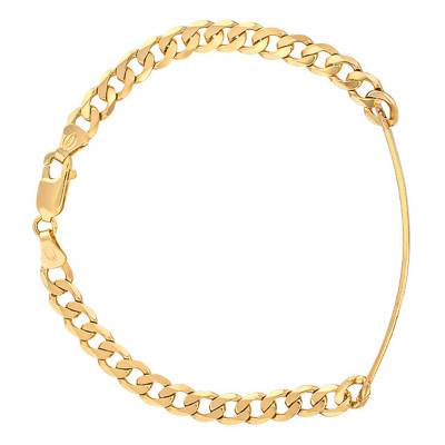 Yellow Gold 375/1000 Curb Chain ID Bracelet, 19 cm Length, 5 mm Width - Emanessence
