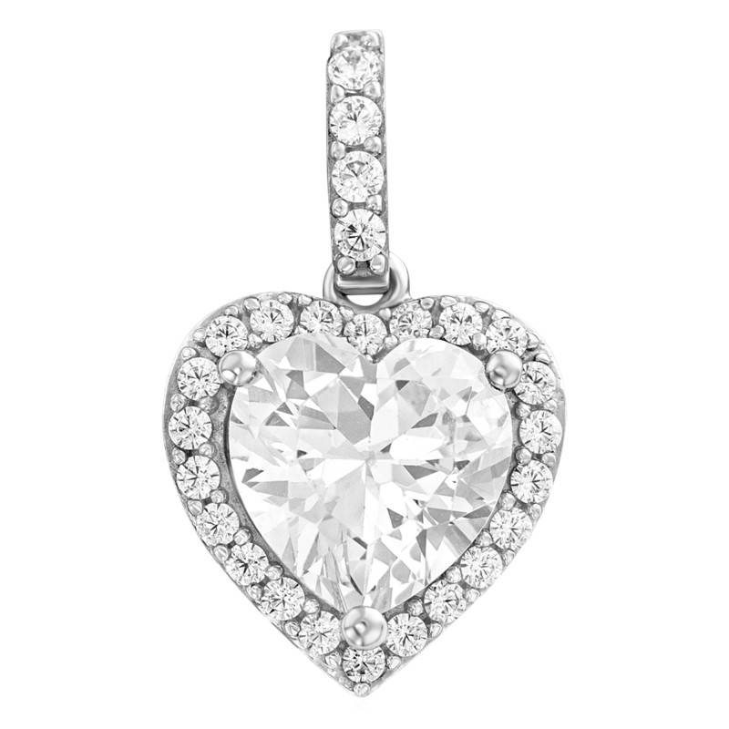 White 375/1000 Gold & Zirconium Oxide Heart Pendant - Emanessence