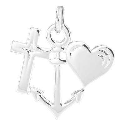 Pendentif Ancre, Croix & Coeur en Argent - Emanessence