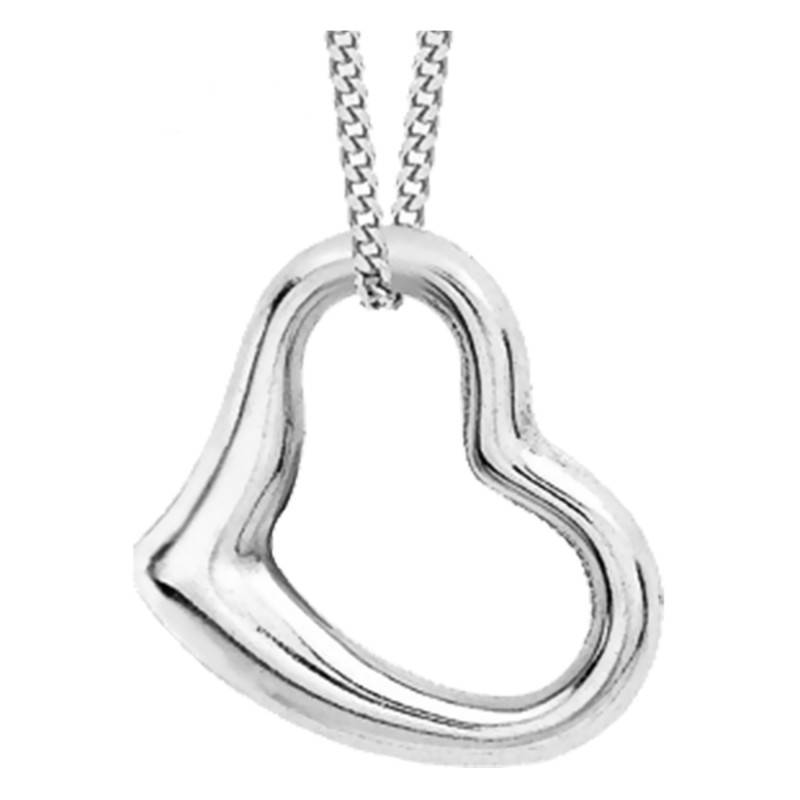 375/1000 White Gold Open-Work Heart Pendant - Emanessence