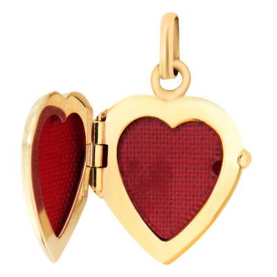 375/1000 Yellow Gold Floral Heart Photo Locket Pendant - Emanessence