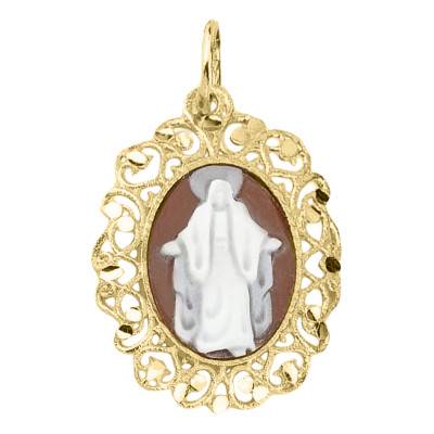 Pendentif Camée Jesus Christ, Marron & Doré - Emanessence