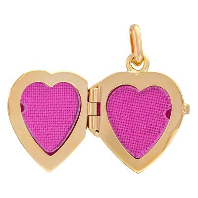 375/1000 Yellow Gold Floral Heart Photo Pendant - Emanessence
