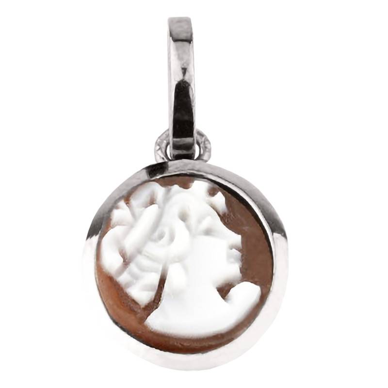 Brown Profile Face Cameo 925 Silver Pendant - Emanessence