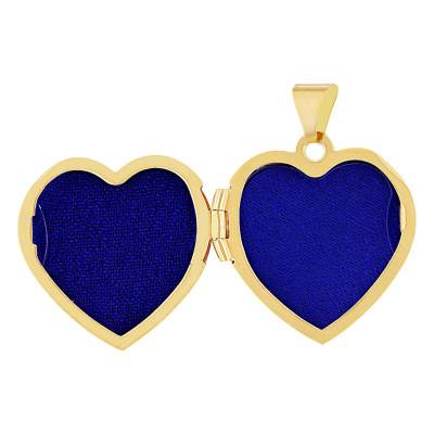 375 Yellow Gold Engraved Heart Photo Locket Pendant - Emanessence