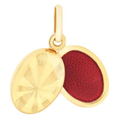 375 Yellow Gold Striped Oval Photo Locket Pendant - Emanessence