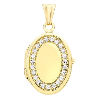 Pendentif Photo Ovale Zircons Or Jaune 375 - Emanessence