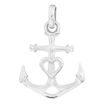 Sterling Silver Marine Anchor & Heart Pendant 925 - Emanessence