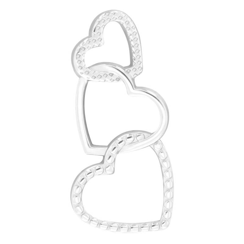 Sterling Silver Triple Open-Work Hearts Pendant 925 - Emanessence