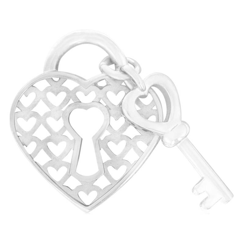 925/1000 Silver Heart and Key Pendant - Emanessence