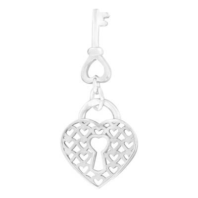 925/1000 Silver Heart and Key Pendant - Emanessence