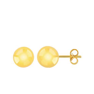 750/1000 Yellow Gold Round Stud Earrings - Emanessence