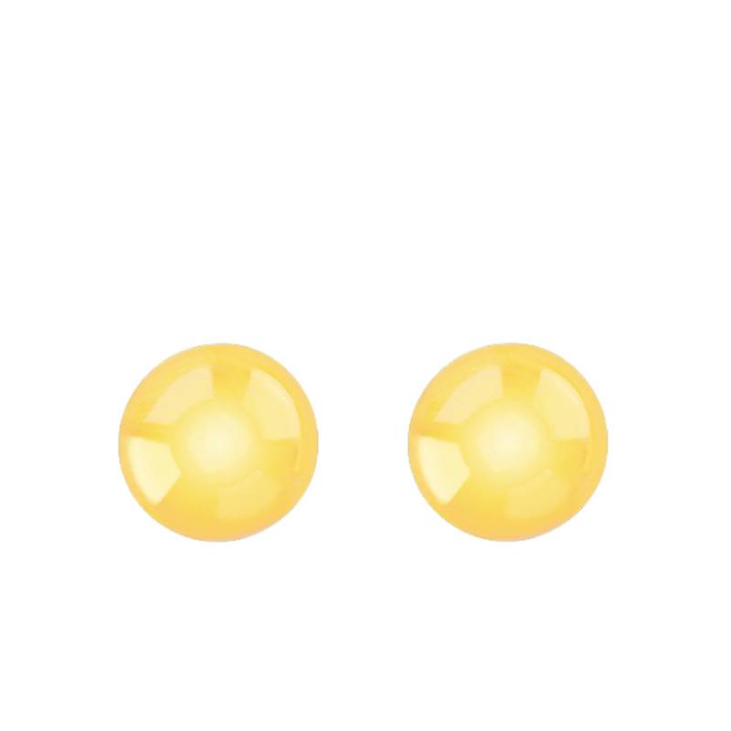 750/1000 Yellow Gold Round Stud Earrings - Emanessence