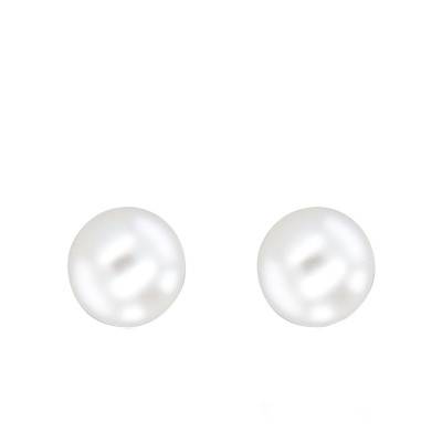 750 Yellow Gold & Freshwater Cultured Pearl 8/8.50 mm Stud Earrings - Emanessence