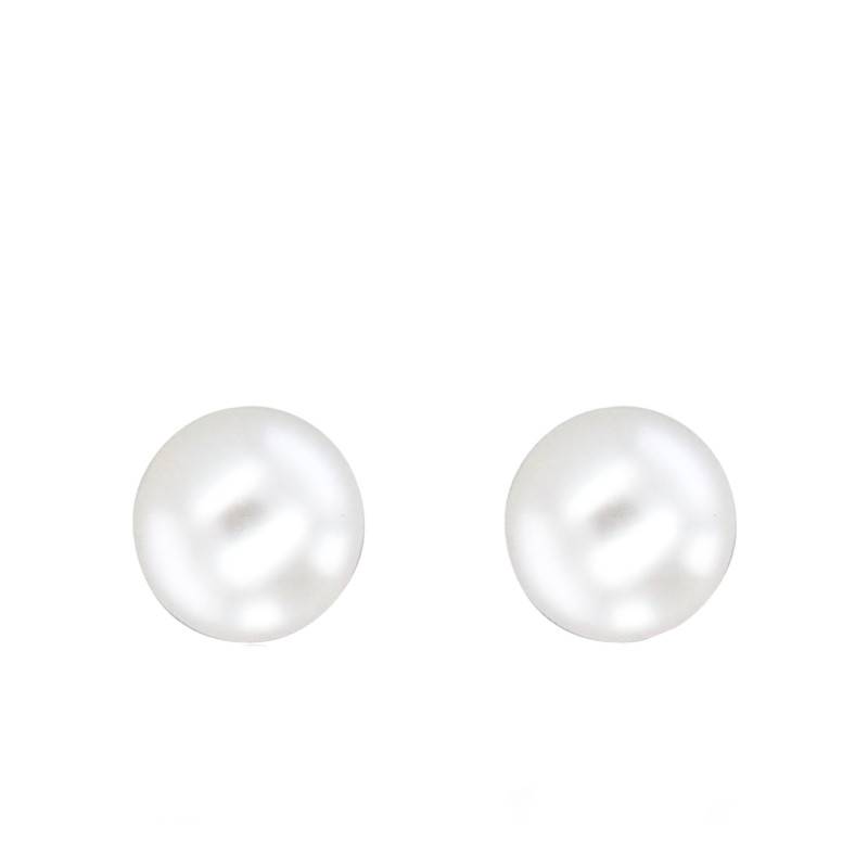 750 Yellow Gold & Freshwater Cultured Pearl 8/8.50 mm Stud Earrings - Emanessence