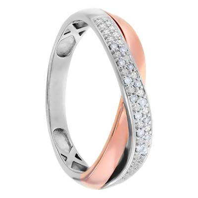 Double-Band Diamond Ring 750 Two-Tone Gold - Emanessence