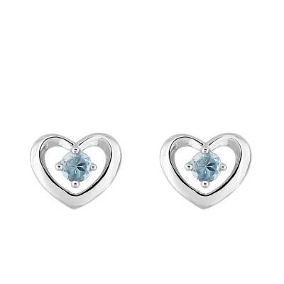 Boucles d'Oreilles Cœur Topaze & Or Blanc 375 - Emanessence