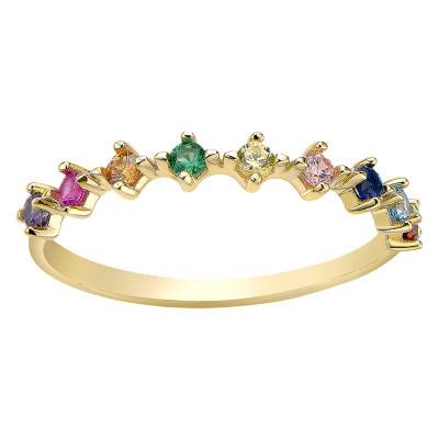 375/1000 Yellow Gold & Multicolor Cubic Zirconia Stone Ring - Emanessence