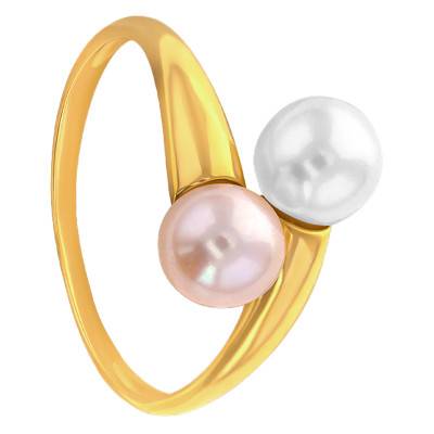 Bague Perles De Culture Rose Or Jaune 750 - Emanessence
