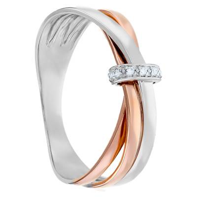 Bague Triple Anneaux & Noeud Diamanté 2 Ors 750 - Emanessence