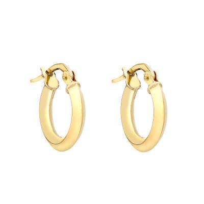 Oline Retro 375/1000 Yellow Gold Hoop Earrings, 13 mm Diameter - Emanessence