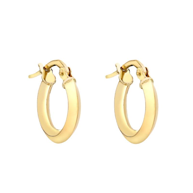 Oline Retro 375/1000 Yellow Gold Hoop Earrings, 13 mm Diameter - Emanessence