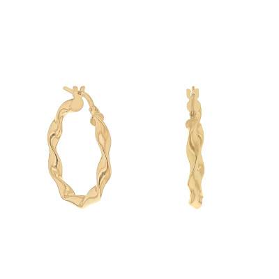 375 Yellow Gold Twisted Hoop Earrings, 22.5 mm Diameter - Emanessence