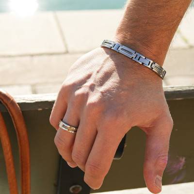 Bague Cabestan en Acier & Câble Doré - HA238360 - Rochet