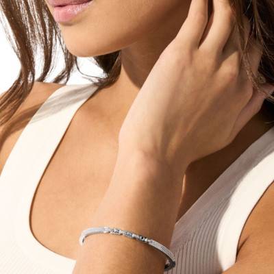 925 Sterling Silver & Zirconia Astor Link Bangle Bracelet, Length 18 cm - Michael Kors