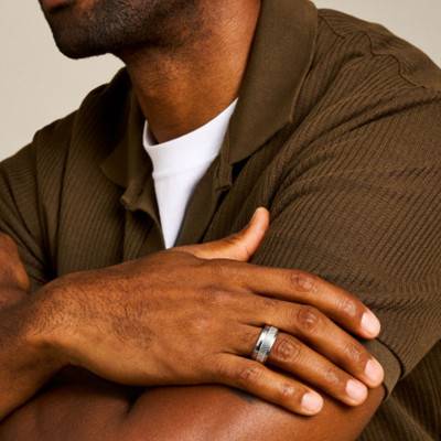 Knox Textured Stainless Steel Ring - Fossil