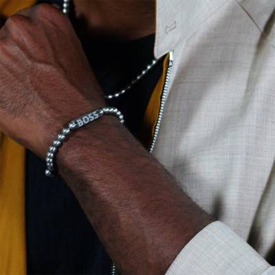 Steel Sphere Metal Bracelet, Length 19 cm - 1580658M - Boss