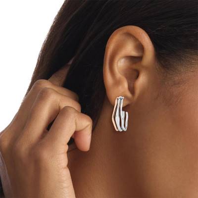 CK Wavy Two-Tone Steel Hoop Earrings, 26.50 mm Diameter - 35000650 - Calvin Klein