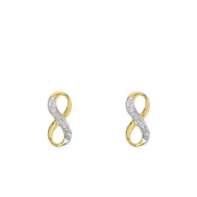 750/1000 Two-Tone Gold Infinity Stud Earrings - Emanessence