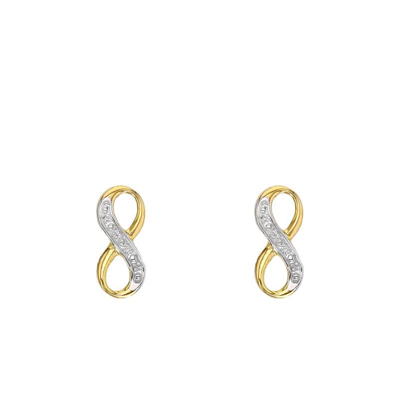 750/1000 Two-Tone Gold Infinity Stud Earrings - Emanessence
