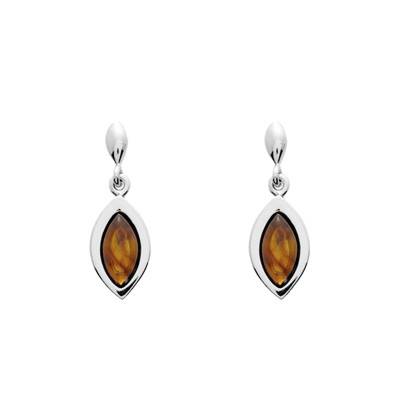 Boucles d'oreilles Ambre Navette & Argent - Emanessence