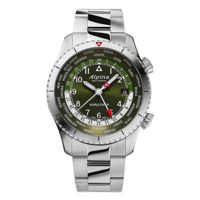Montre Startimer Pilot Quartz Worldtimer AL-255GR4S26B - Alpina