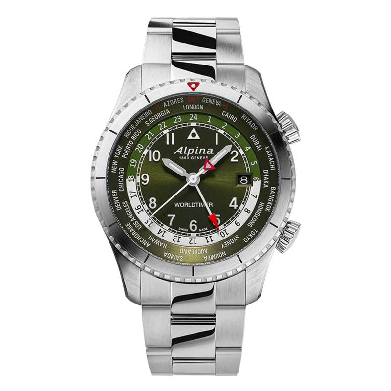 Alpina Startimer Pilot Quartz Worldtimer Watch AL-255GR4S26B - Alpina