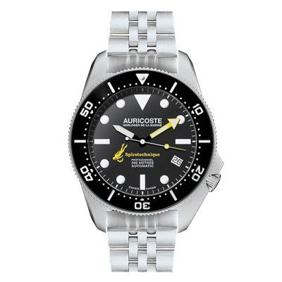 Stainless Steel Index Dial Spirotechnique 300M Watch Gift Box with Steel, NATO & Tropic Straps A9111 - Auricoste