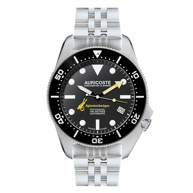 Stainless Steel Index Dial Spirotechnique 300M Watch Gift Box with Steel, NATO & Tropic Straps A9111 - Auricoste