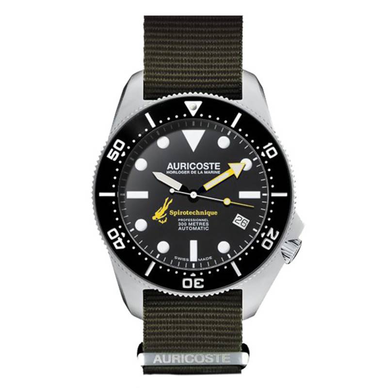 Spirotechnique 300M Steel Index Dial NATO & Tropic Strap Watch Set A9101 - Auricoste