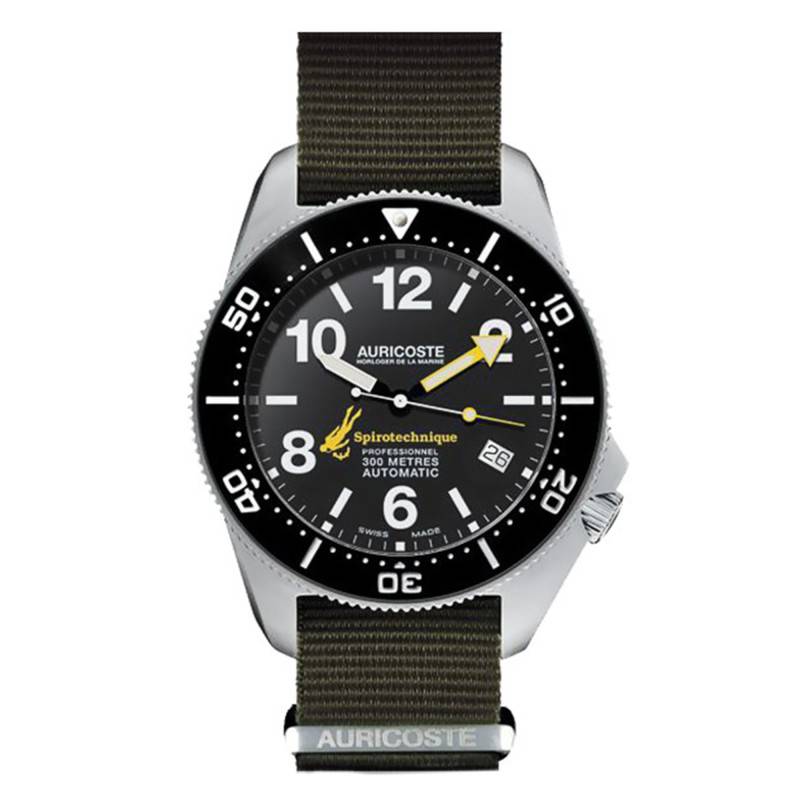 Spirotechnique 300M Steel Arabic Dial NATO and Tropic Strap Watch Gift Set A9102 - Auricoste