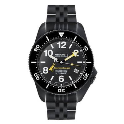 Auricoste Spirotechnique 300M Black DLC Index Dial Steel, NATO and Tropic Bracelet Watch Set A9212 - Auricoste