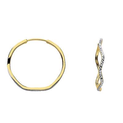 Créoles vague bicolore Or Jaune 750, Diamètre 20 mm - Emanessence