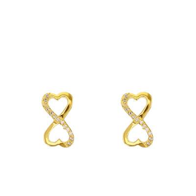 Boucles d'Oreilles Coeurs Infini, Oxyde de Zirconium et Plaqué Or - Emanessence