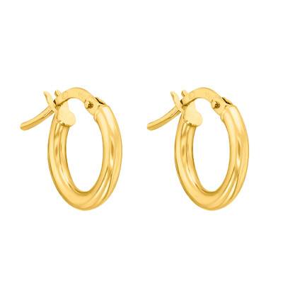 750 Yellow Gold Hoop Earrings, 8 mm Diameter - Emanessence