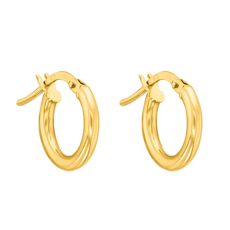 750 Yellow Gold Hoop Earrings, 8 mm Diameter - Emanessence