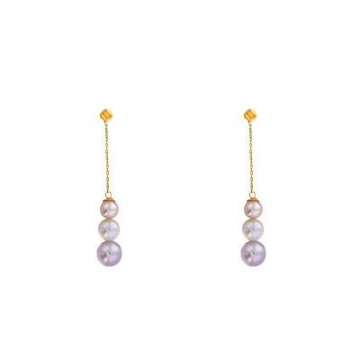 Boucles d'oreilles pendantes Or Jaune 750 & perles de culture eau douce - Emanessence
